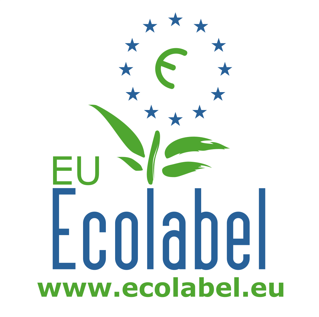 Logo officiel de l’EU Ecolabel, représentant une fleur stylisée en vert avec un "E" au centre, entouré de 12 étoiles bleues. Ce label certifie les produits respectueux de l’environnement selon les normes de l’Union européenne. Site officiel : www.ecolabel.eu.